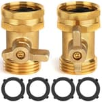 2 Pack Garden Hose Shut Off Valve - Extended Handle - 3/4" Heavy Duty Solid Brass Hose Connector Water Shut Off Valve Hose Shutoff Valve with 4 Pcs Hose Washers