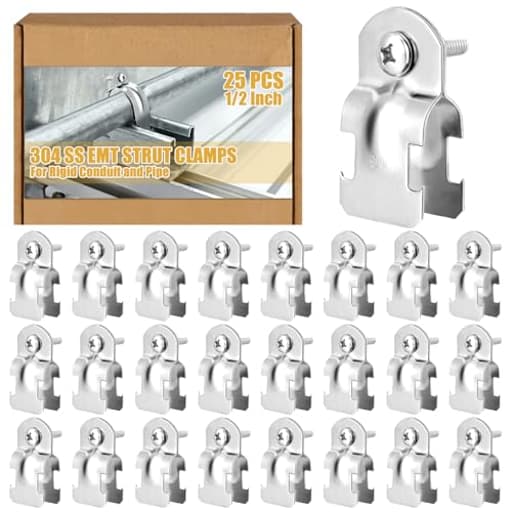 25 Set EMT Pipe Universal Strut Clamps 304 Stainless Steel Strut Channel Accessory Conduit Clamp Rigid Pipe Clamp with Bolt and Nut, Silver