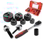Ratchet Knockout Hole Punch Driver Kits 1/2 to 2 inch SLUG-Buster Knockout Electrical Conduit Hole Cutter Set KO Tool Kit
