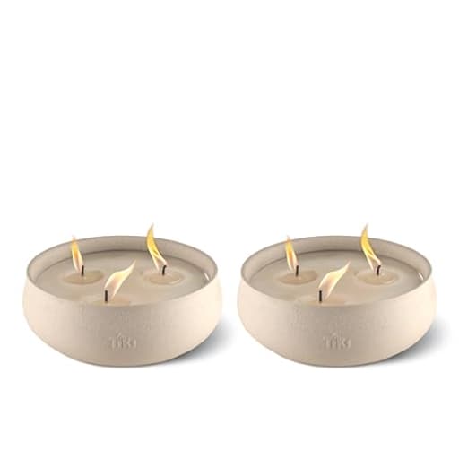 Citronella Candle 2-Pack – 7-Inch White Wax Bowl with Concrete Finish – Outdoor Decorative Candles for Patio, Deck, Garden, Backyard & Camping