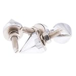 10878 Chrome Spike License Plate Fastener Screw Caps for Standard License Plate, Threaded Mounting Stud w/Nut & Lock Washer - Pack of 4