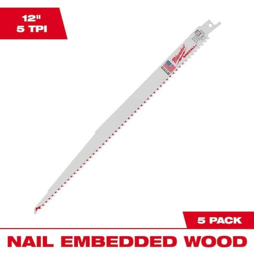 12" 5 TPI Sawzall Blades (5 Pk)