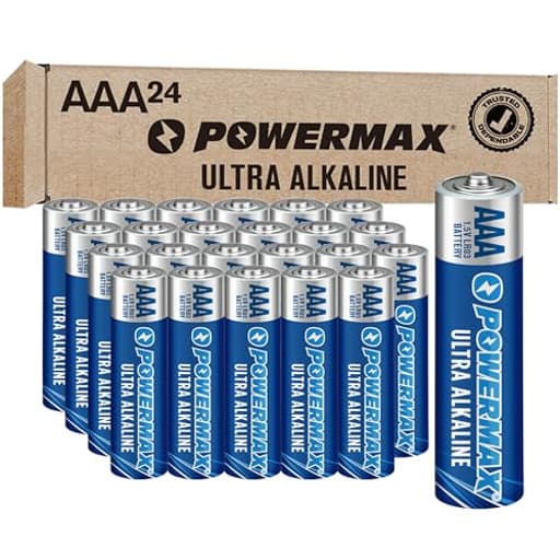 24-Count Triple AAA Batteries, Ultra Long Lasting Alkaline Battery for Home and Office, 10-Year Shelf Life, Reclosable Packaging