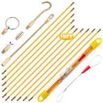 19' Fiberglass Running Electrical Wire Cable Pulling Fish Tape Kit with 5 Different Attachments and Fastener in a Carrying Case