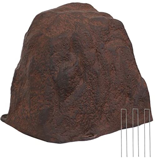 21.5” H Polyresin Faux Landscape Rock Cover - Lightweight Fake Rock Well Pump Cover for Outside - Brown