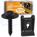 50PCS M4.2 Universal Fender Liner Screw U Nut Kit,Engine Splash Shield Hex Head Screw U Clips,Automotive Body Screws Clips