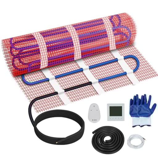 120V High Efficiency Electric Underfloor Heating System, 16 Sqft Heating Mat,with Digital Floor Sensing Thermostat and Cable Monitor, Heating Evenly, Suitable for Home, School and Yoga Studio