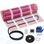 120V High Efficiency Electric Underfloor Heating System, 16 Sqft Heating Mat,with Digital Floor Sensing Thermostat and Cable Monitor, Heating Evenly, Suitable for Home, School and Yoga Studio