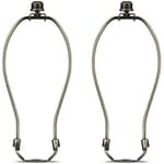 8 Inch Lamp Harp Holder Kit with Finial and Detachable Light Duty Saddle Base, Set of 2 DIY Lighting Accessories Horn Frame Lampshade Bracket for Table and Floor Lamp