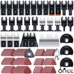 156 Pack Oscillating Saw Blades, Oscillating Tool Blades with Sandpaper, Multitool Bi-Metal Blades Kits for Wood Metal Plastics Quick Release Fit Dewalt Ryobi Milwaukee Rockwell Makita