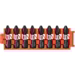 8-Pc Impact Tough Phillips P2 1" Insert Bits with Clip