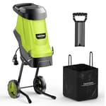 Wood Chipper, 15-Amp with 1.8" Feed Hopper 45L Collection Bag Electric Wood Chipper & Shredder Compact & Efficient Mulcher for Easy Cleanup Ideal for Yard Waste and Branches Green