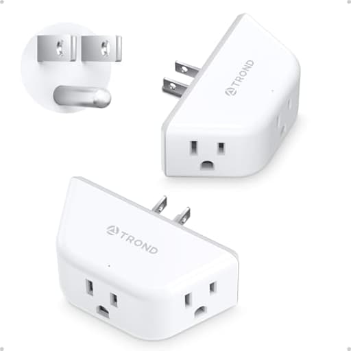 Multi Plug Outlet Extender 2 Pack - Electrical Wall Splitter, 3 Way Angled Wall Outlet Adapter, Cruise Essentials, Small Multiple Plug Expander for Cruise Ship Home Office Dorm Room, White
