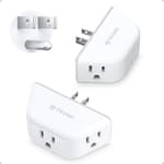 Multi Plug Outlet Extender 2 Pack - Electrical Wall Splitter, 3 Way Angled Wall Outlet Adapter, Cruise Essentials, Small Multiple Plug Expander for Cruise Ship Home Office Dorm Room, White