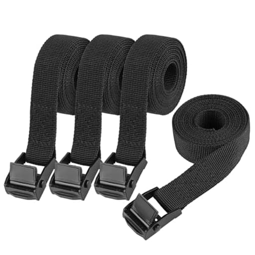 Tie Down Straps, 4 Pcs Lashing Small Ratchet Straps with Buckles, 0.78" x 5' Adjustable Simple Cinch Cam Pull Suitable for Trucks, Cargo, Luggage Black