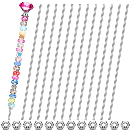 8/32 Inch 4mm Threaded Rod with Hex Nuts 4mm Stainless Steel Threads Studs Rods Stainless Steel Fully Threaded Hex Nuts for Beaded Garden Stake Rods