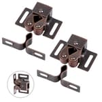 2 Pack Cabinet Latch Double Roller Catch for Cupboard Closet Cabinet Door Latches and Catches, Bronze