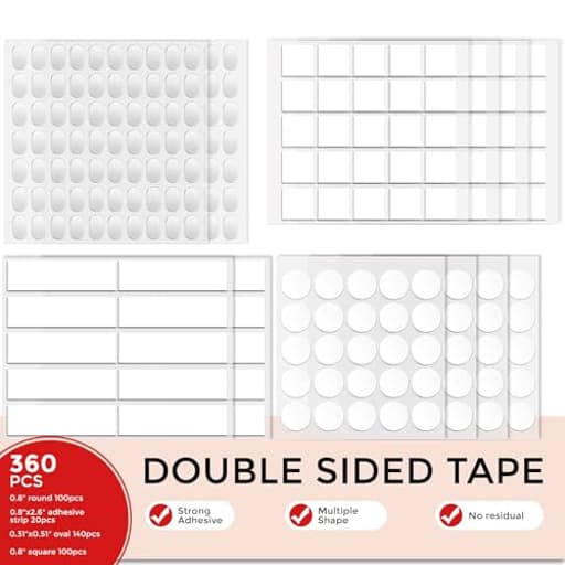 360pcs Nano Double Sided Tape for Wall 0.8" Sticky Dots Mounting Putty Two Sided Adhesive Museum Putty Multi-Shape Sticky Tack No Traces - Crafts Poster Decoration Picture Hanging Crafting Party