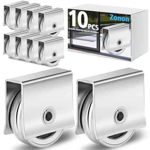 10 Pcs Sliding Windows Rollers Assembly Sliding Assembly Cabinet Windows Hardware Wheels Replacement with 9/16 Inch Metal Wheels