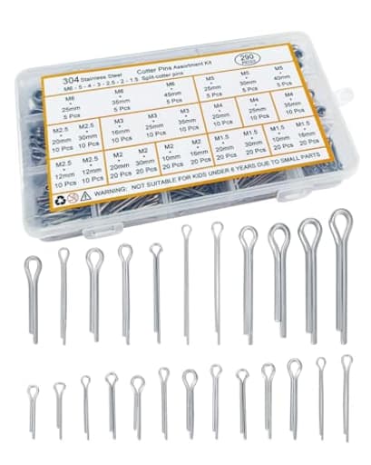 290 Pcs Cotter Pins - 24 Sizes Cotter Pin Assortment Kit Hardware Pins 304 Stainless Small Cotter Pins Set Carter Pins Kit Used for Automotive, Trailer Hitch,Lawn Mower