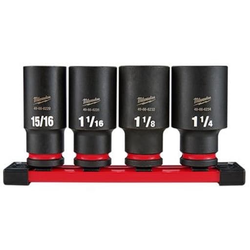 4 Piece 1/2" Drive SAE Deep 6 Point Socket Set