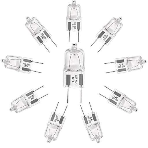 G8 Halogen Light Bulbs 20W 120V Under Cabinet Lighting Replacements 2Pin 2700K Warm White