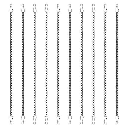 10PCS 20 Inch Stained Glass Window Hanging Chain, Metal Chain with Safety Hooks, Picture Hanging Chain Sunshine Catcher Black Nickel Plating Window Panels Chains