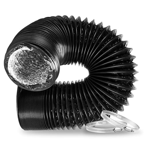 Dryer Vent Hose, 6" Insulated Flexible 8FT Long Duct with 2 Clamps, Heavy-Duty Three-Layer Protection for Heating Cooling HVAC Ventilation, Black