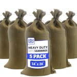 Heavy Duty Burlap Sand Bags with Tie Strings Empty Sand-Bags for Flooding and Erosion Control, 14x26 inches, Pack of 5