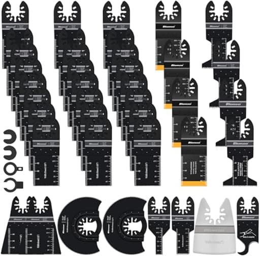 40 PCS Oscillating Saw Blades, Premium Multitool Kit for Wood Metal Plastics, Tool Blades Fit Dewalt Worx Rockwell Wen Milwaukee Makita Ryobi Bosch Fein Porter Genesis Black