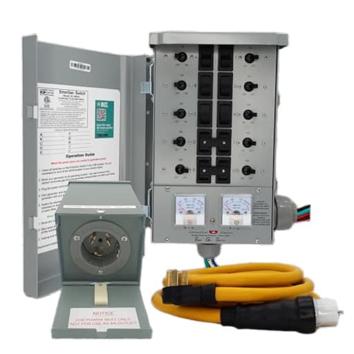 Series 2 Backup Power Manual Transfer Switch Kit, 50 Amp, 10 Circuits, with 25' Cord & Outdoor Rated 50A Inlet