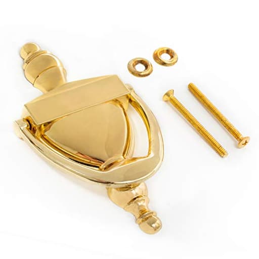 6-5/16 Inches Bright Brass Door Knocker - Steel Construction with a Decorative Finish - Heavy Duty Front Door Hardware with Screws