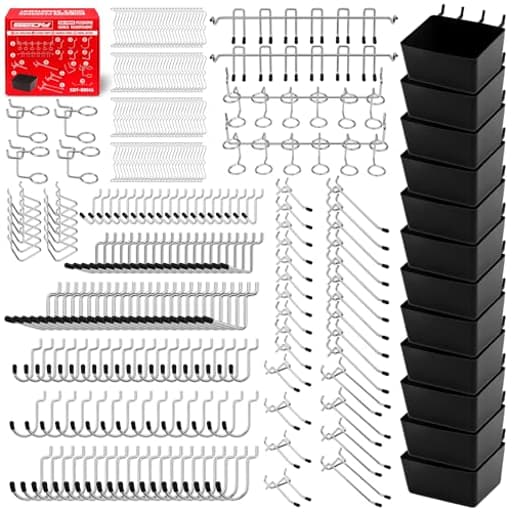 300-Piece Pegboard Hook Set, Pegboard Organizer Accessories for Hanging, Durable Metal Hooks for Tool Organization, Garage, Workshop, and Craft Storage
