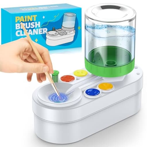 2025 Upgraded Paint Brush Cleaner: Art Supplies for Kids&Adults, Paint Station for Kids, Portable Water Circulation Paint Brush Washer Tool for Artists, Christmas&Birthday Gifts for Kids&Adults