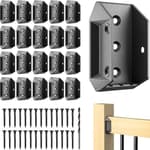 20 Pack Aluminum Alloy 2"x4" Deck Railing Brackets Connectors with 120 Galvanized Screws, Metal Deck Bracket Connectors for Fence Stair Railing Wood Handrail Connection