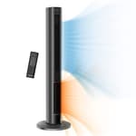 Oscillating All Season Tower Fan and Space Heater in One for Home with Adjustable Thermostat, Overheat Protection, 4 Fan Speeds, 3 Heat Settings and Remote, 42 Inches, 1500W, Gray, FH515