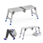 Folding Work Platform for Adults, Aluminum Foldable Step Stool Adjustable Height, Lightweight and Durable Portable Outdoor Aluminum Step Ladder, Maximum Load Capacity of 500 Pounds.