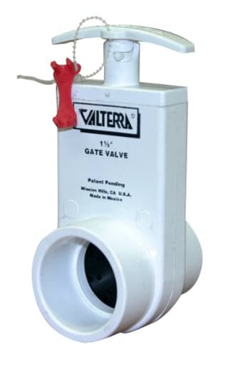 2101X PVC Gate Valve, White, 1-1/2" Inner Diameter, 1.9" Outer Diameter Unibody Valve, Slip w/ Gate Keeper