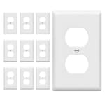 Duplex Wall Plates Kit, Electrical Outlet Covers, Standard Size 1-Gang 4.50" x 2.76", Unbreakable Polycarbonate Thermoplastic, Electric Receptacle Plug Covers, 8821-W-10PCS, White, 10 Pack