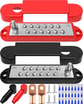 Bus Bar 12V 150A Power Distribution Block: DC Battery Marine Bus Bar Terminal Block with Cover 1/4" Stud 12 × #8 Screws Ground Power Distribution Block for Automotive RV Solar Wiring Boat Accessories