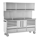 OEM24615 72-Inch Work Bench with Storage, Tool Cabinets on Wheels, Garage Tool Box Stainless Steel, Easy Assembly
