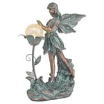 Garden Fairy Large Bronze Garden Sculptures & Statues Resin with Solar Outdoor Light, Valentines Decorations Lawn Ornaments for Outdoor Decor, Gifts for Women Mom, 10.6"