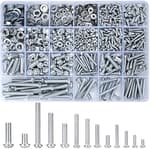 1080 Pcs Screws Bolts and Nuts Assortment Kit, Metric Machine Screws and Nuts and Flat Washers, M3/M4/M5/M6 Cross Slotted Round Head Bolts Sets