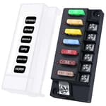 12V Fuse Block, 6 Circuits Waterproof Marine Fuse Panel Relay Box Kit with LED Indicator Damp-Proof Cover, 12 Volt Fuse Box Kit ATO Blade Fuse Block for 12V/24V Automotive Car RV Truck Boat