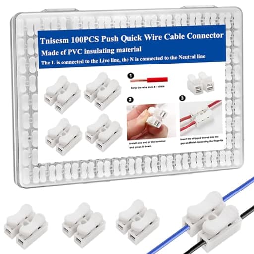 100Pcs Push Quick Wire Cable Connector,White Wiring Terminal,Spring Loaded Electrical Connectors for Home Lighting Appliances & Automotive Wiring