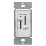 3 Speed Ceiling Fan Control and LED Dimmer Light Switch, 2.5A Single Pole Light Fan Switch, 300W Incandescent Load, No Neutral Wire Required, 17001-F3-W, White