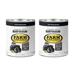 280107-2PK Farm & Implement Enamel Paint, Quart, Low Gloss Black, 0.25 Gallon