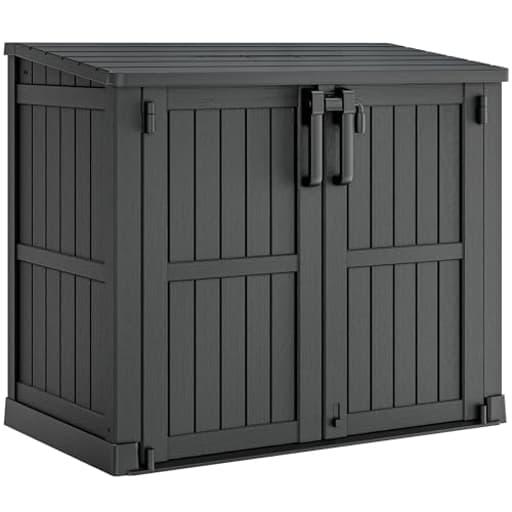 Outdoor Storage Cabinet 36 Cu Ft with Lockable Doors, Portable Horizontal Resin Storage Shed -Easy to Assemble, Waterproof Outdoor Storage Box for Backyards,Patios Black