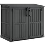 Outdoor Storage Cabinet 36 Cu Ft with Lockable Doors, Portable Horizontal Resin Storage Shed -Easy to Assemble, Waterproof Outdoor Storage Box for Backyards,Patios Black