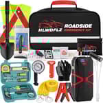 Car Emergency Kit with 2000A Car Battery Jump Starter- Car Roadside Emergency Kit, First Aid Kit, Tow Rope, Emergency Car Kit, Roadside Safety Tool Kit for Women, Men